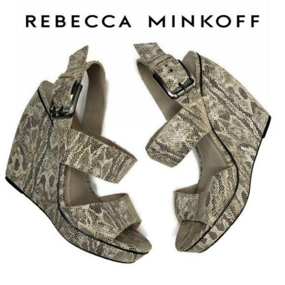 Rebecca Minkoff Women's Snake Print strappy Wedge Sandals Size 7